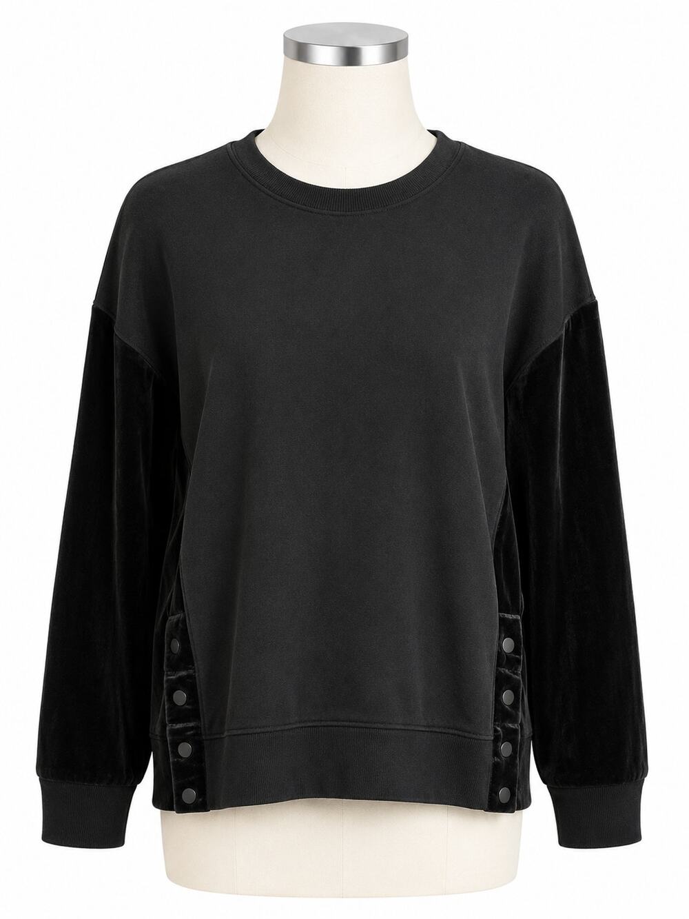 Athleta Retroplush Velvet Crewneck Sweatshirt – Black – Size L